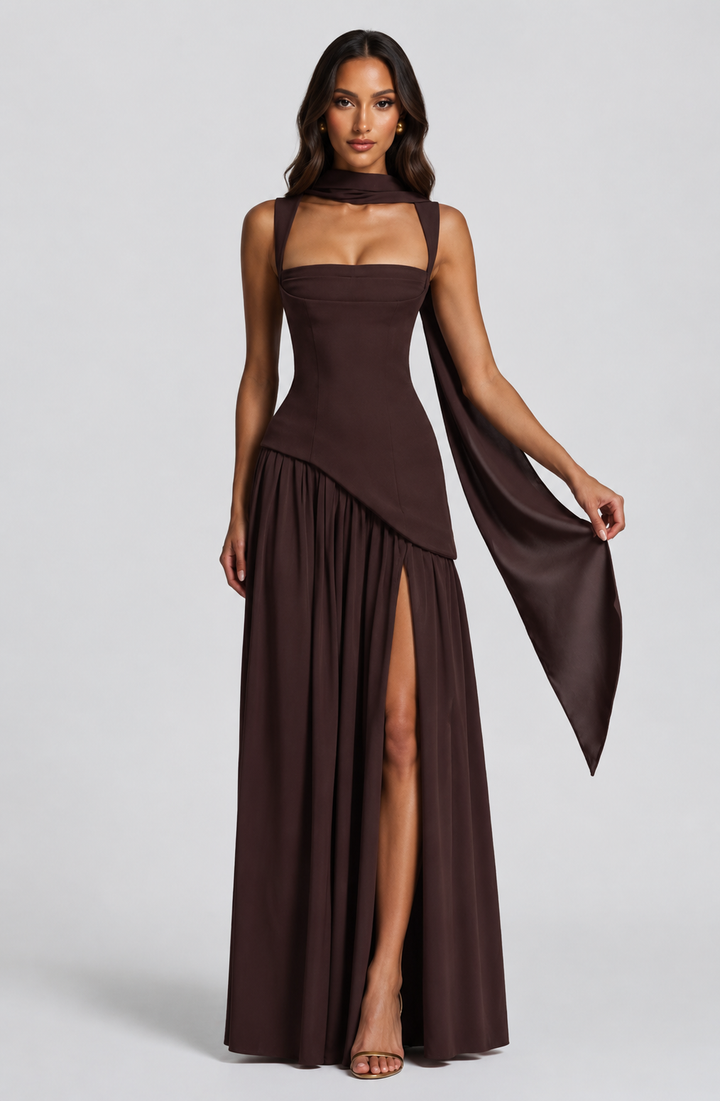 Women's Draped Maxi Dress - Effortless Summer Style