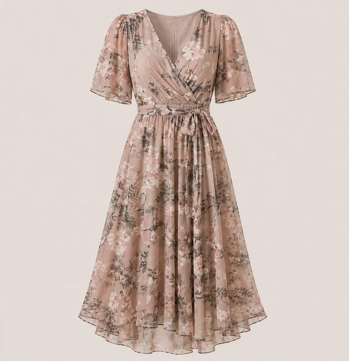 Women's Floral Midi Dress - Flattering Tummy Control Style