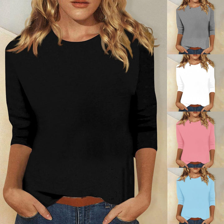 Women's Round Neck Quarter Sleeve Top for Summer