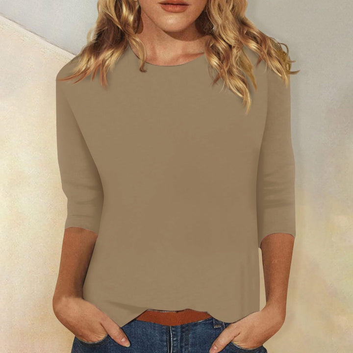 Women's Round Neck Quarter Sleeve Top for Summer