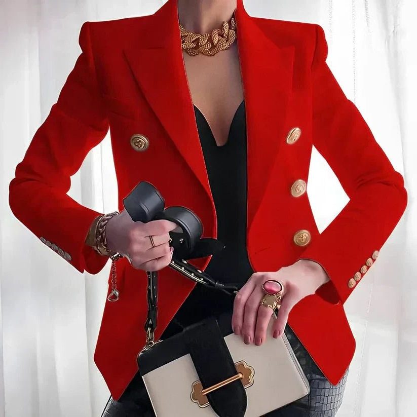 Double-Breasted Blazer with Lapels for Women