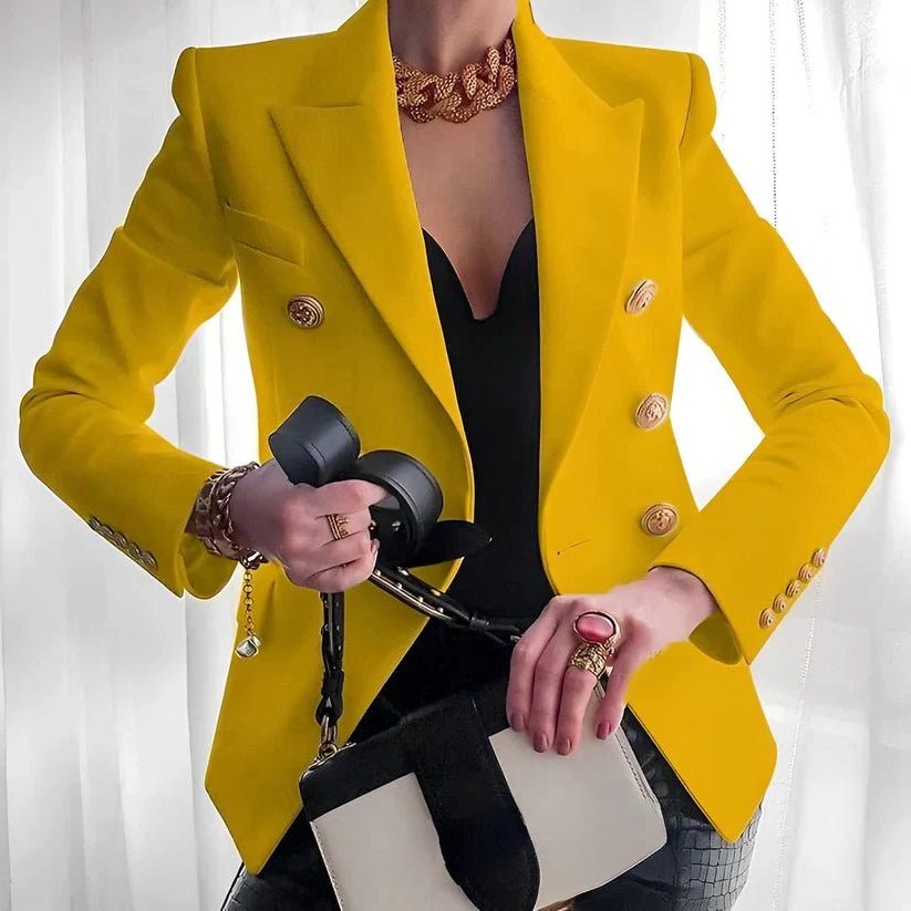 Double-Breasted Blazer with Lapels for Women