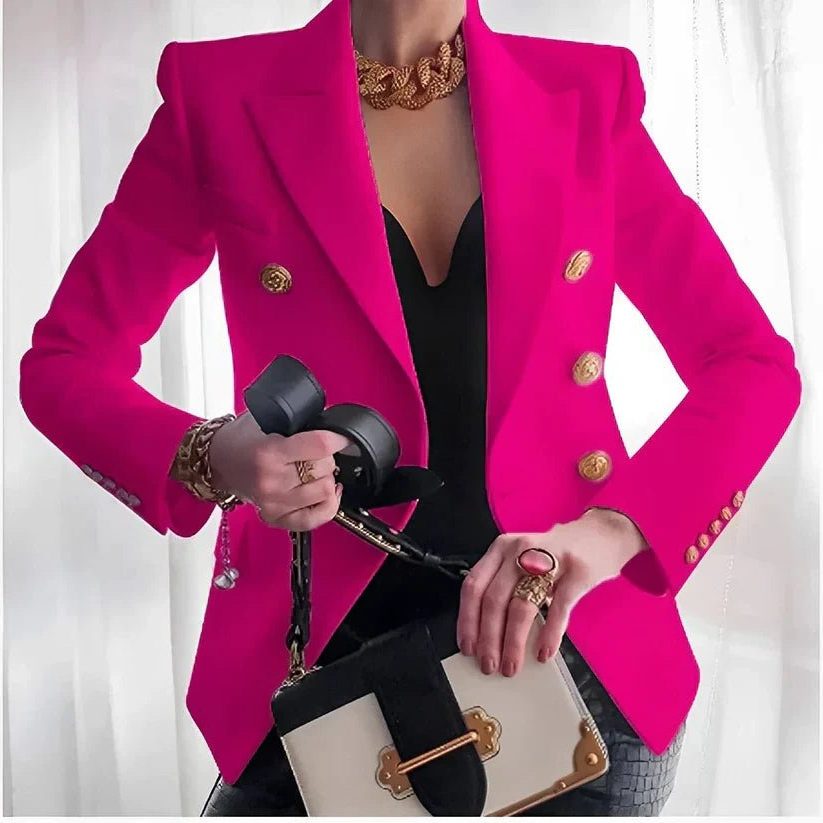 Double-Breasted Blazer with Lapels for Women