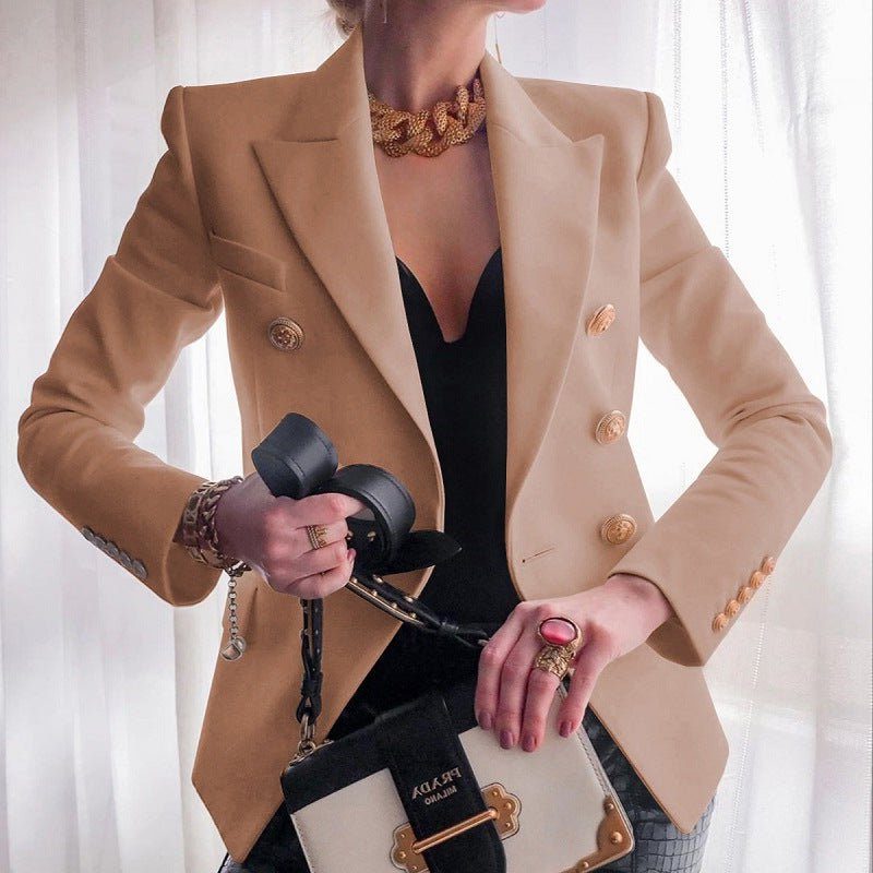 Double-Breasted Blazer with Lapels for Women