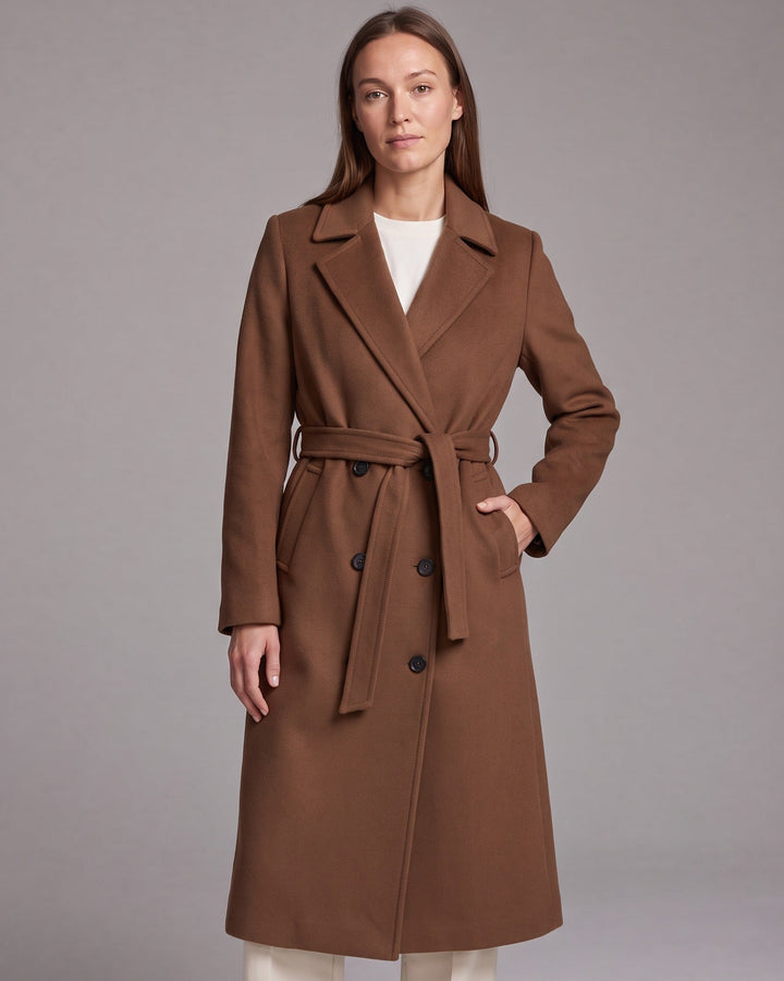 Double Breasted Longline Coat With Belt