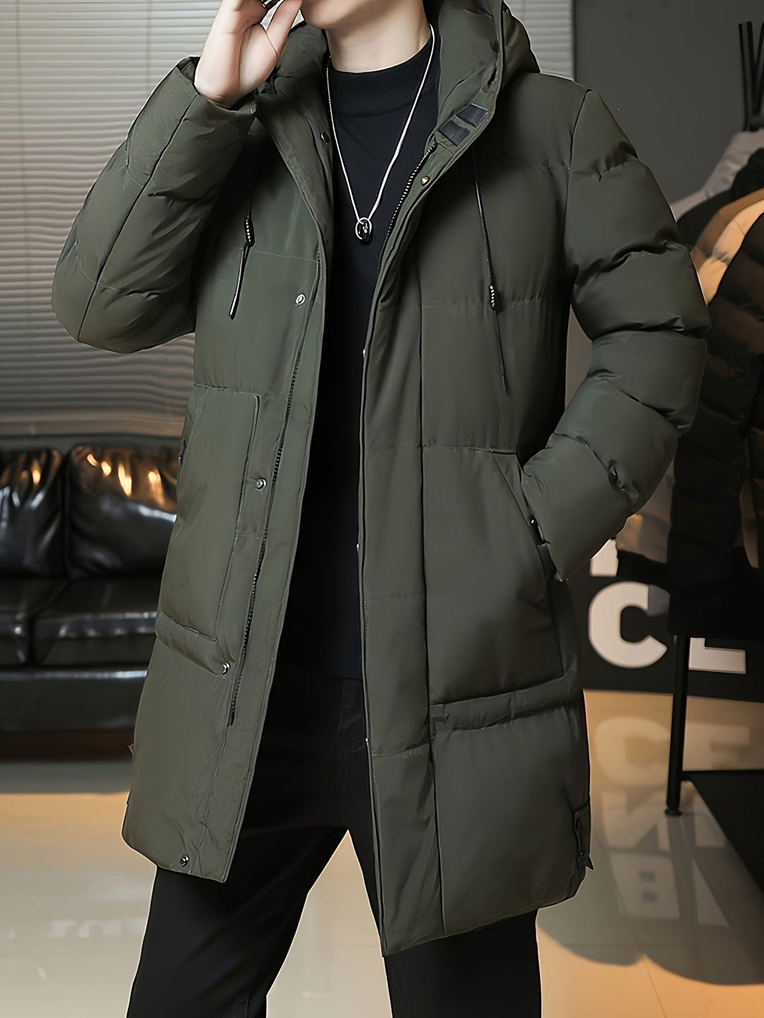 Antoine - Elegant Long Down Jacket with Hood