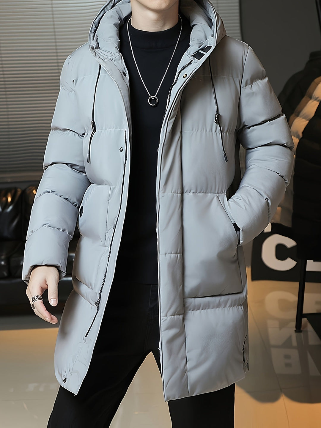 Antoine - Elegant Long Down Jacket with Hood