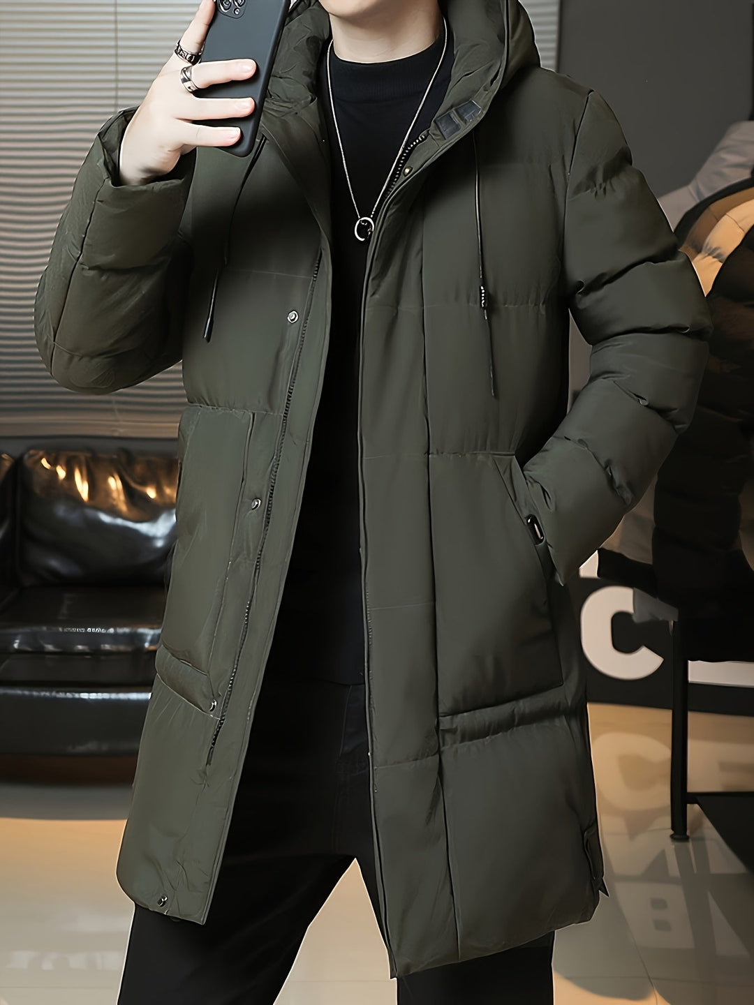 Antoine - Elegant Long Down Jacket with Hood