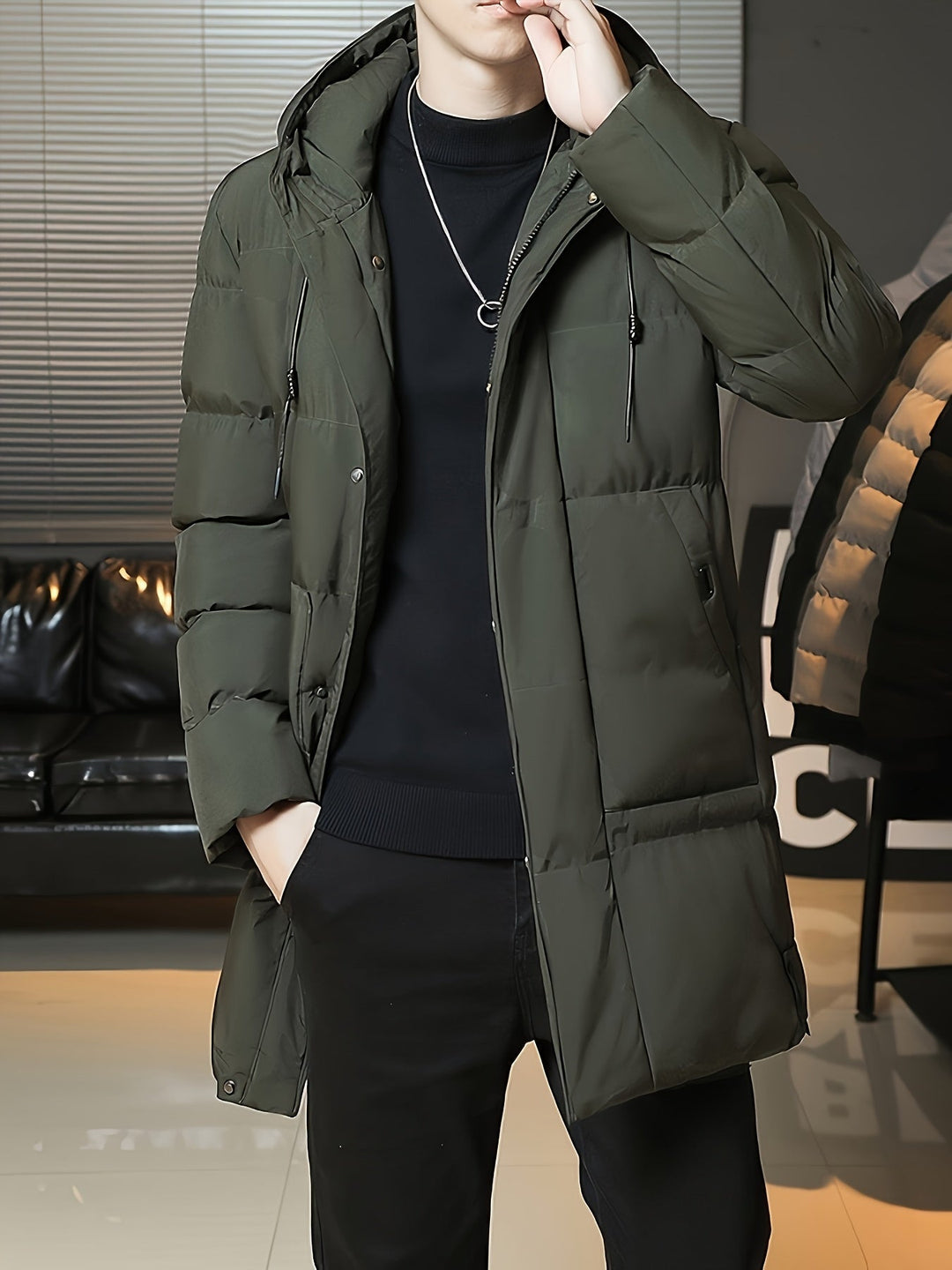 Antoine - Elegant Long Down Jacket with Hood