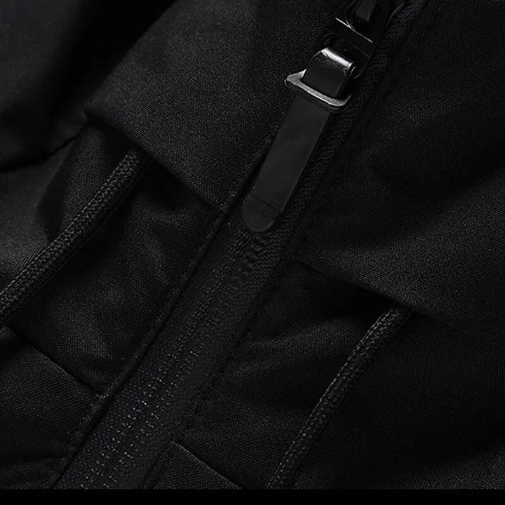 Men's Quilted Hooded Down Jacket with Zippered Pockets