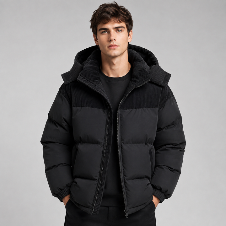 Men's Oversized Padded Jacket with Hood