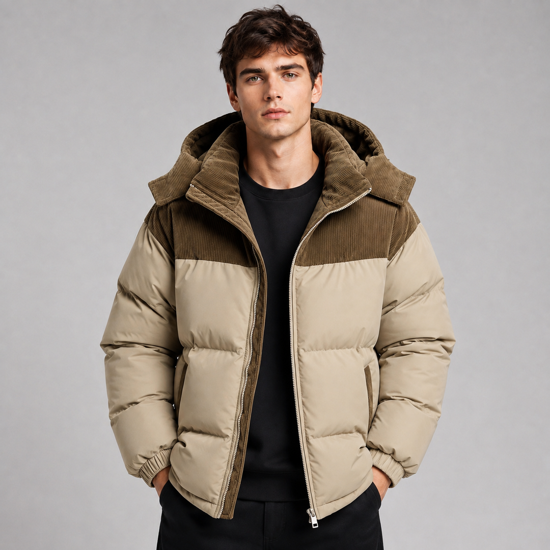 Men's Oversized Padded Jacket with Hood