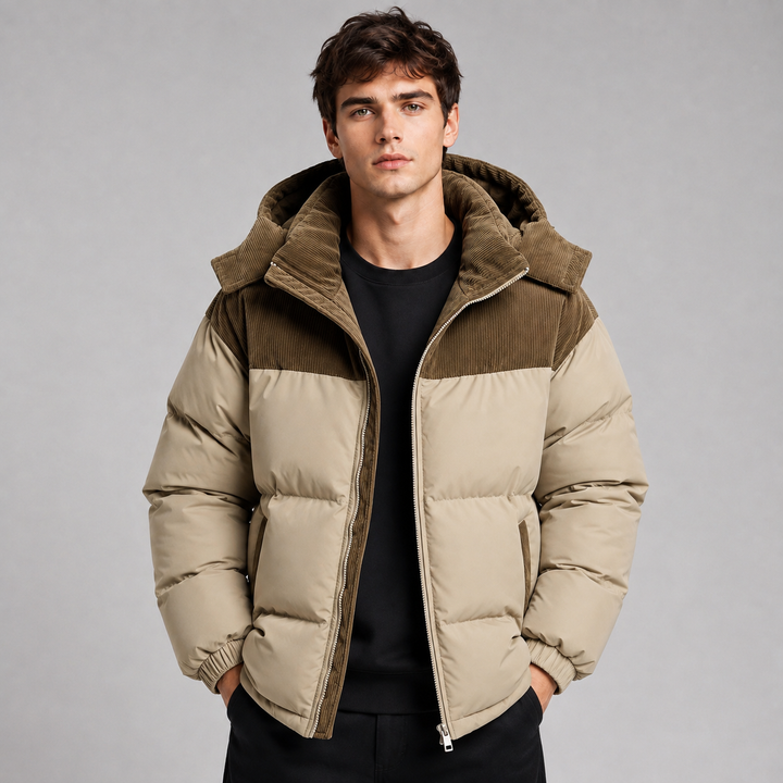 Men's Oversized Padded Jacket with Hood