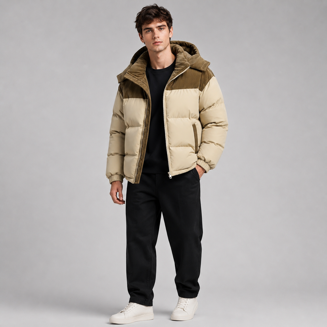 Men's Oversized Padded Jacket with Hood