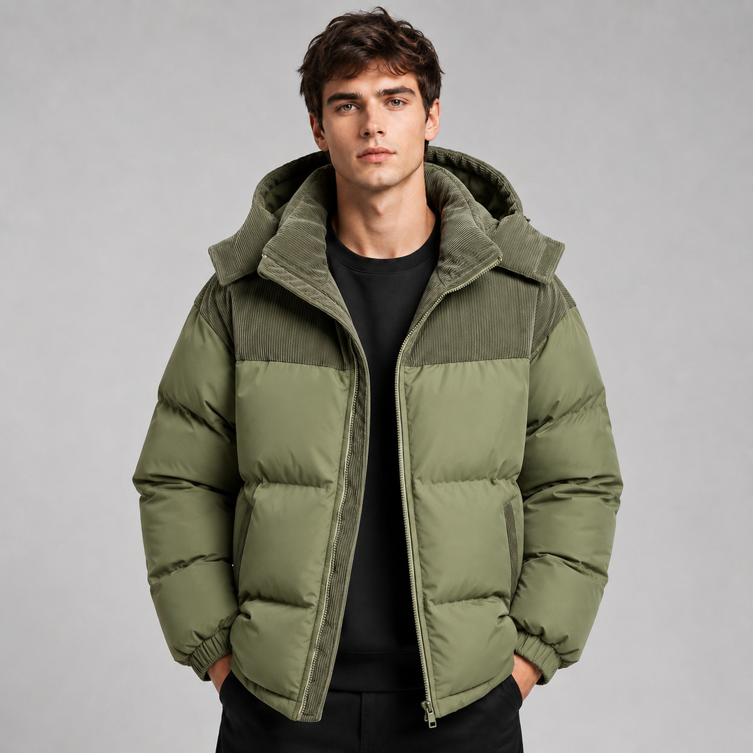 Men's Oversized Padded Jacket with Hood