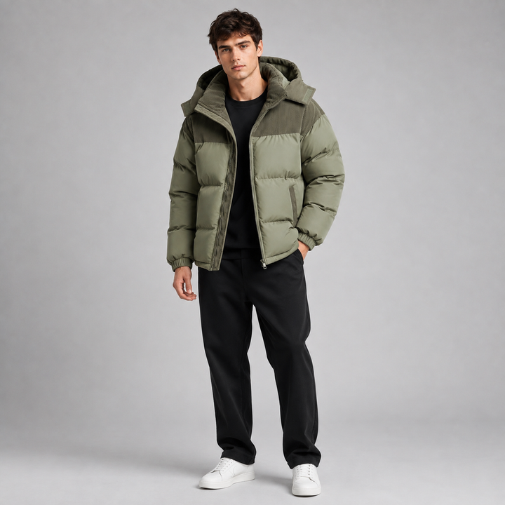 Men's Oversized Padded Jacket with Hood