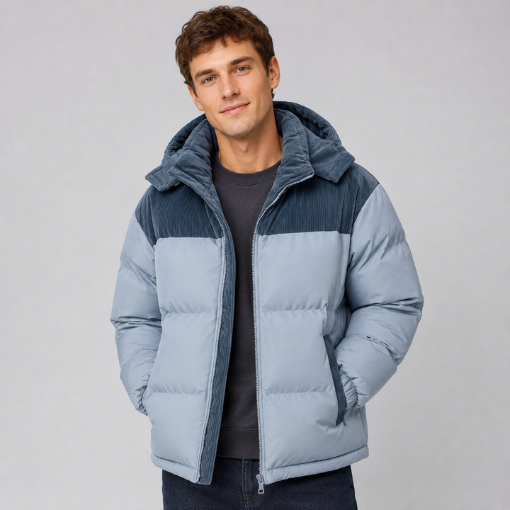 Men's Oversized Padded Jacket with Hood