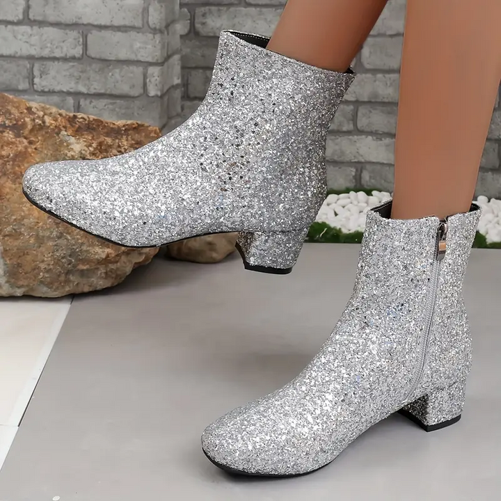 Women's Shimmering Ankle Boots for Evening Elegance