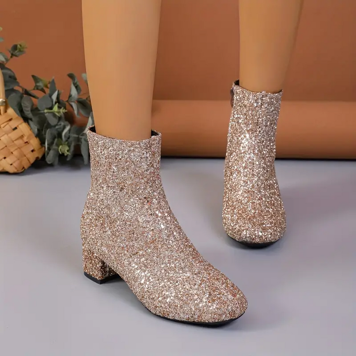 Women's Shimmering Ankle Boots for Evening Elegance