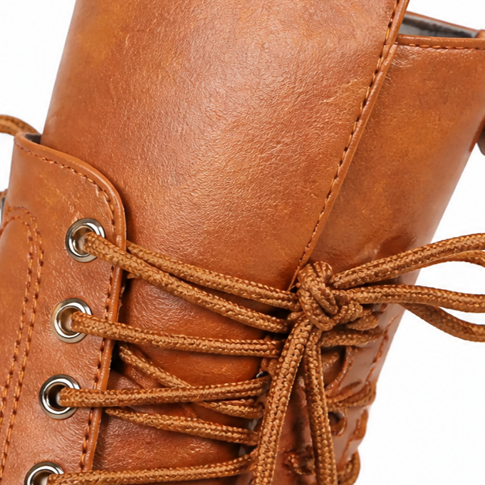 Calvera Adjustable Wrap-Lace Mid-Calf Combat Boots - Elena Harper