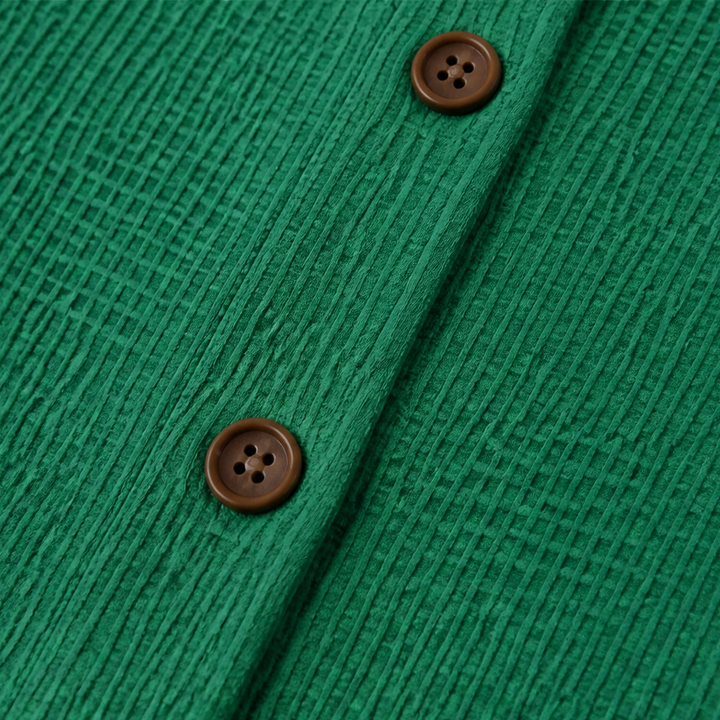 Draperau Waffle-Knit Asymmetric Placket Top - Elena Harper