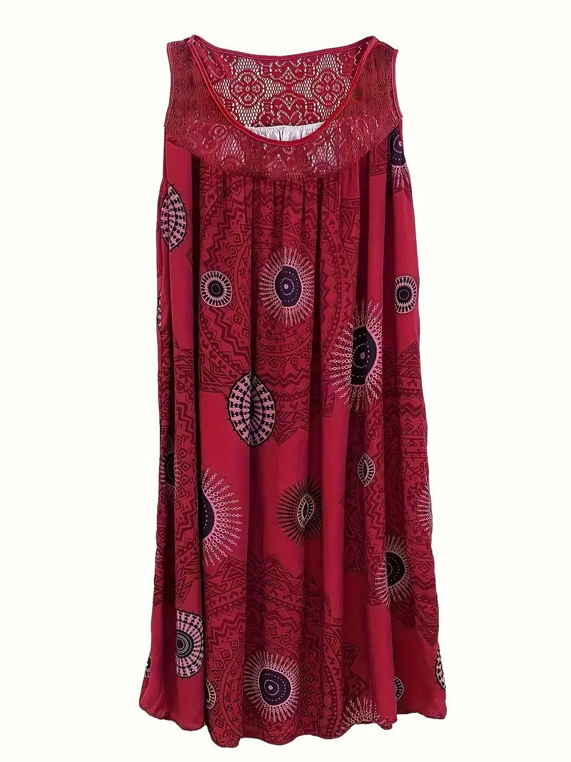 Allure - Embroidered Dress with Tile Print
