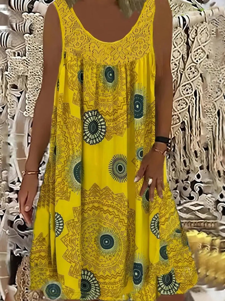 Allure - Embroidered Dress with Tile Print