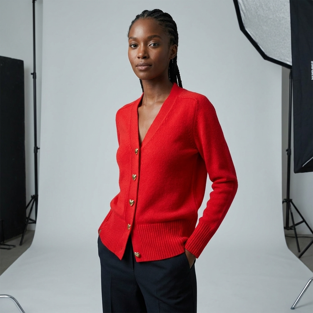 Women's Regular Fit V-Neck Button Closure Long Sleeve Casual Autumn Cardigan, view 10 - Elena Harper