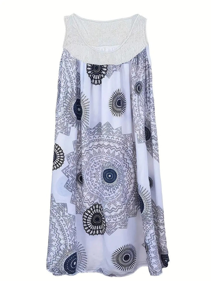 Allure - Embroidered Dress with Tile Print