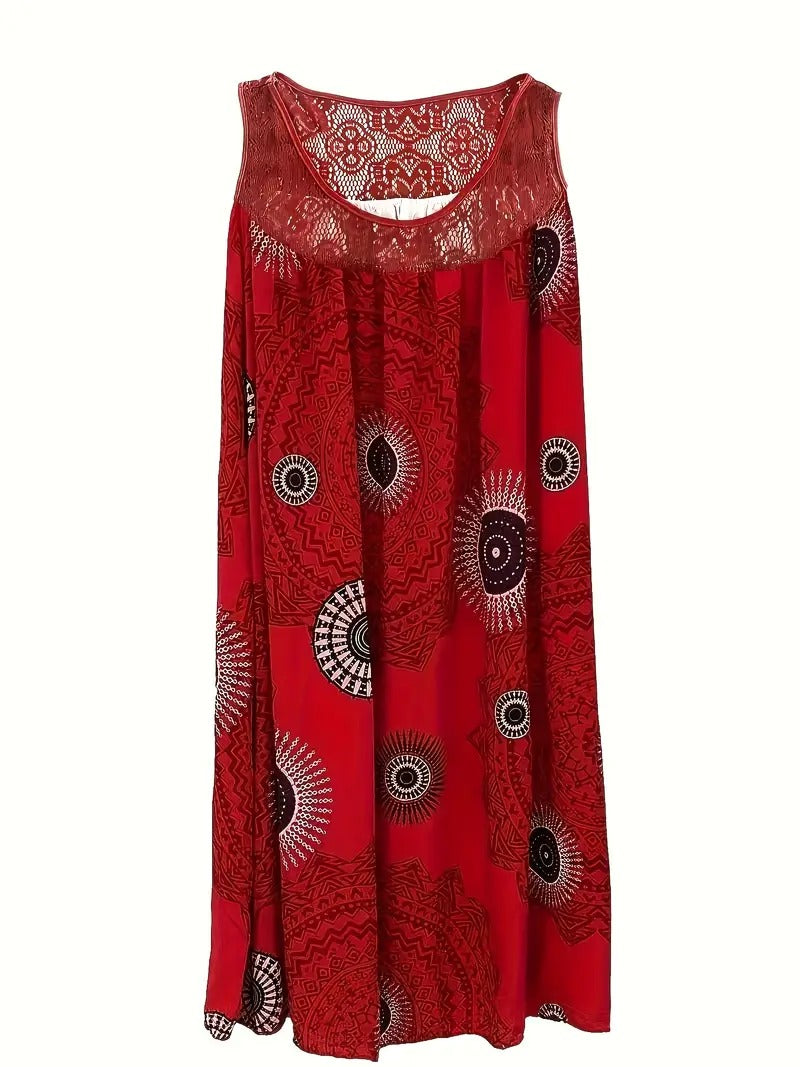 Allure - Embroidered Dress with Tile Print