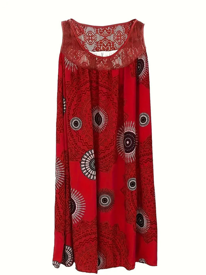 Allure - Embroidered Dress with Tile Print