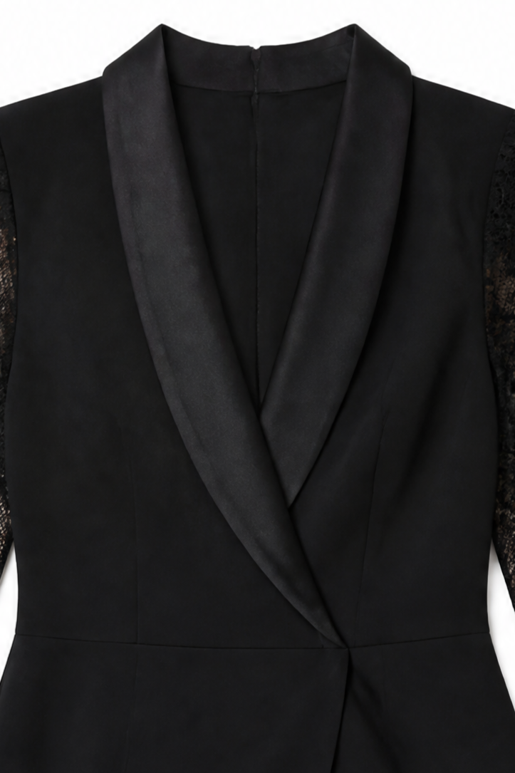 Draperra Lace-Sleeve Wrap Bodycon Cocktail Dress - Elena Harper