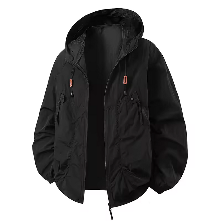 Men's Outdoor Hooded Jacket Premium Lightweight Windbreaker, view 4 - Elena Harper