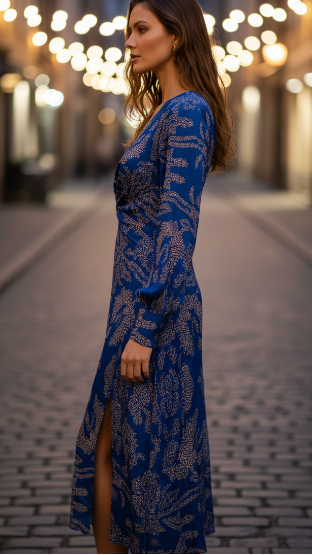Elegant Midi Dress Figure Flattering Party Dress | Sizes S 3XL