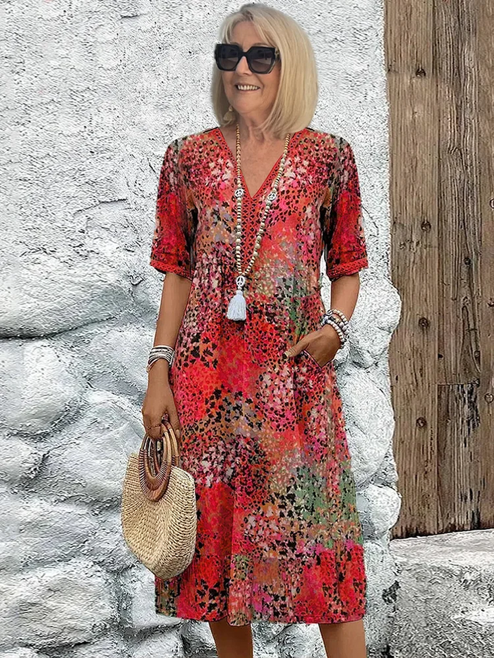 Layla Vibrant Midi Dress - Elena Harper