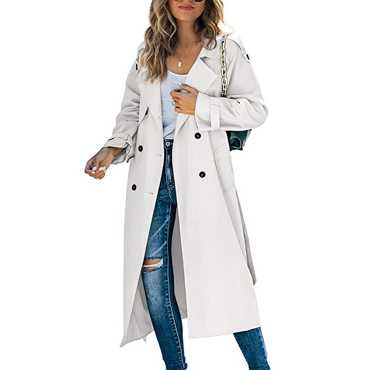 Adair Longline Trench Coat with Button Front for Women - Elena Harper