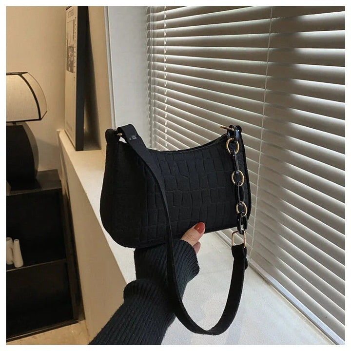 Magnella | Elegant shoulder bag in crocodile-embossed design