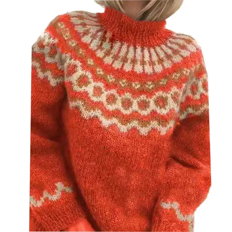 Camille Norwegian Turtleneck Sweater with Traditional Pattern for Women, view 4 - Elena Harper