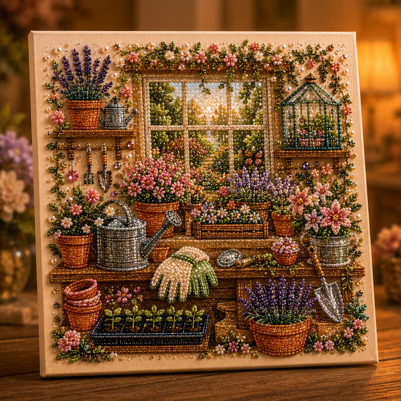 CozyGlow Sewing Room Diamond Painting Kit - Elena Harper