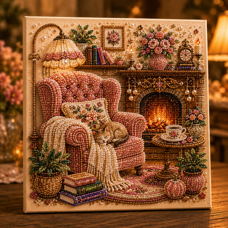 CozyGlow Sewing Room Diamond Painting Kit - Elena Harper