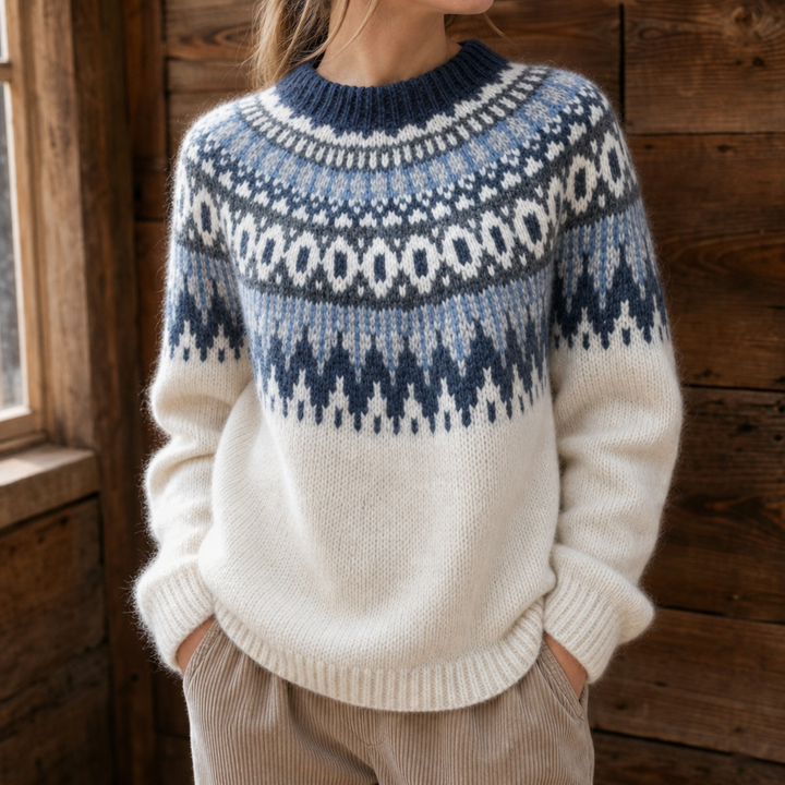 Druveld Women's Norwegian Knit Sweater Crew Neck - Elena Harper