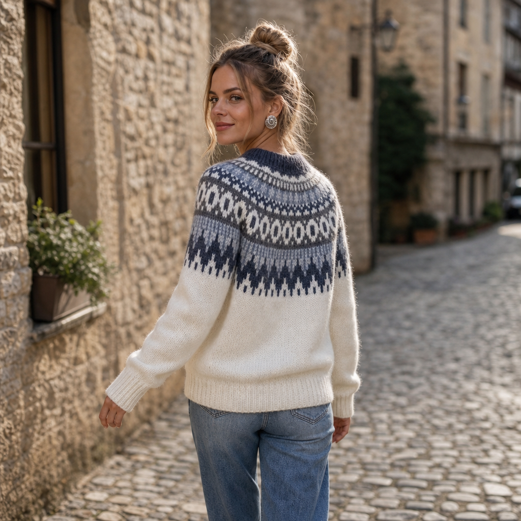 Druveld Women's Norwegian Knit Sweater Crew Neck, view 4 - Elena Harper