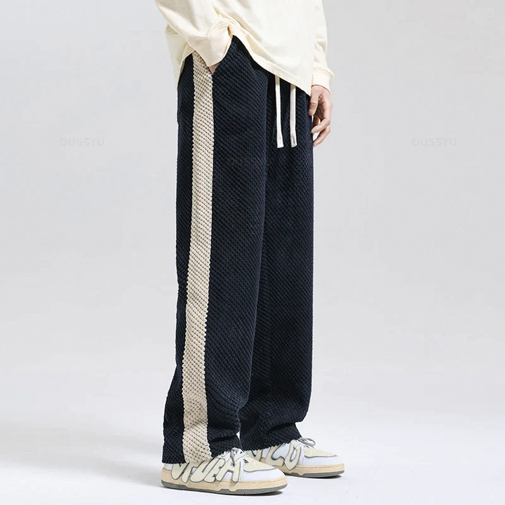 Men's Waffle Knit Joggers with Side Stripe Drawstring