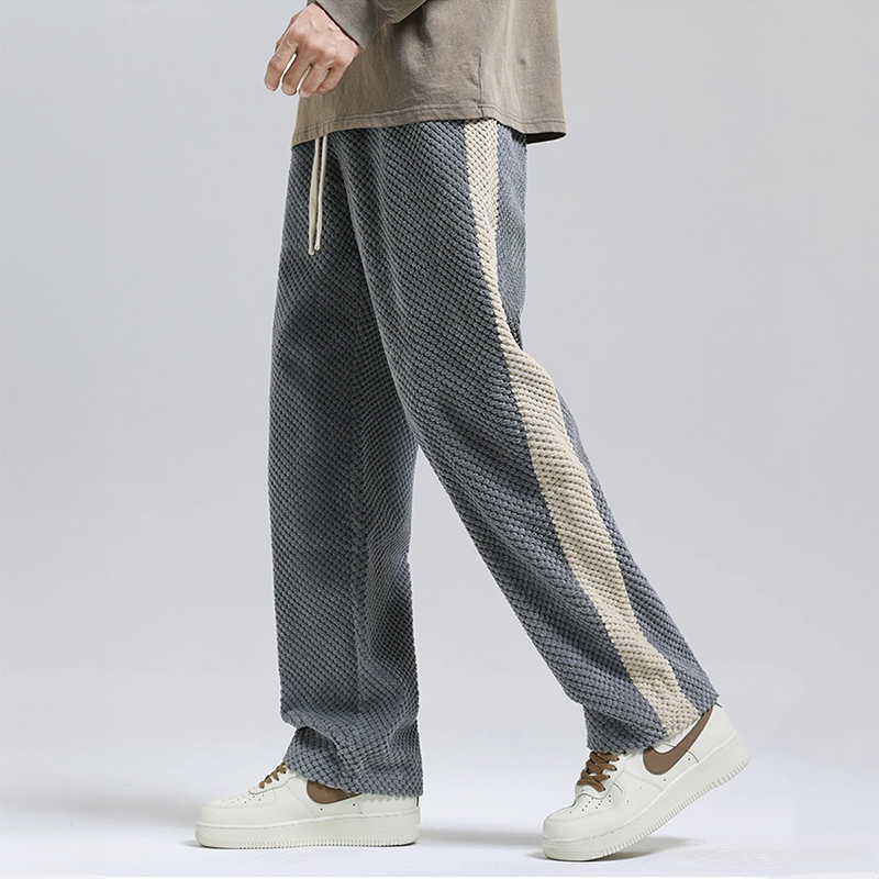 Men's Waffle Knit Joggers with Side Stripe Drawstring