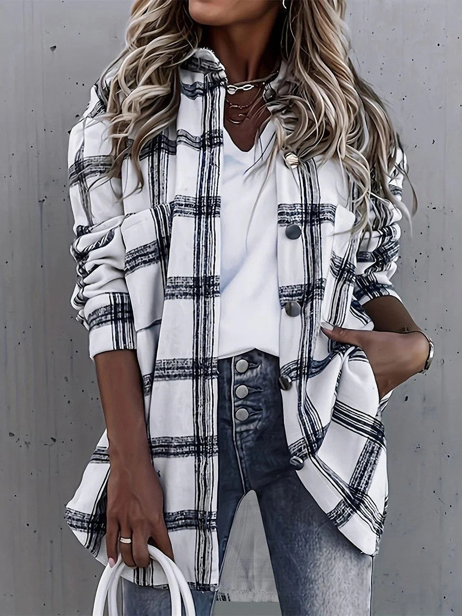 Destiny Women's Oversized Plaid Shirt Jacket - Elena Harper