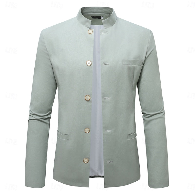 Edmund Men's Stand-Collar Button Jacket in Four Clean Shades - Elena Harper
