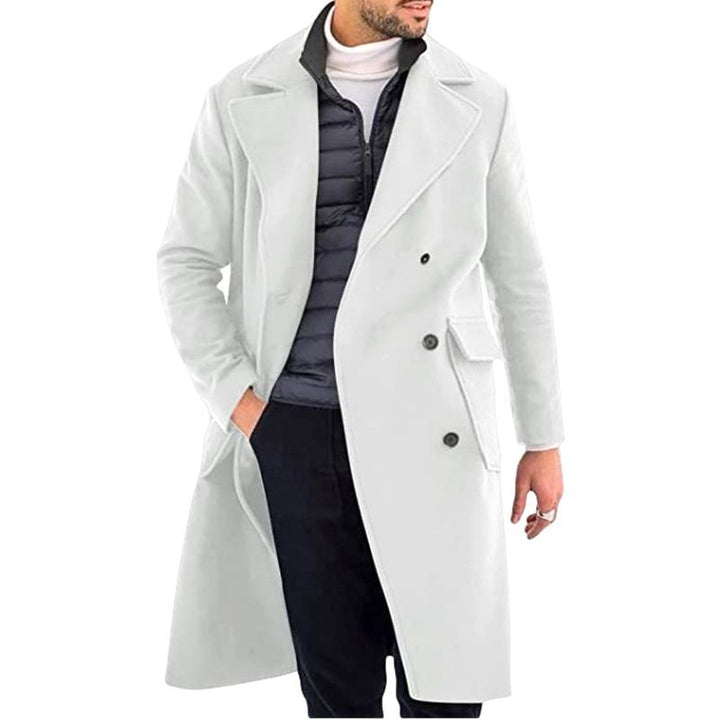 Double-Breasted Trench Coat with Long Sleeves for Men