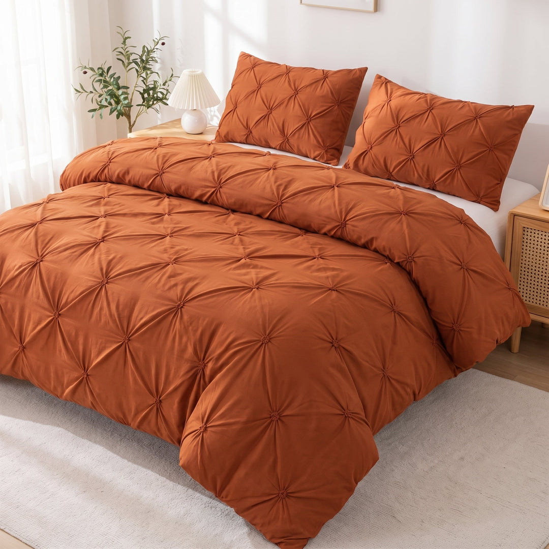 Pintuck Duvet Cover Set With Matching Pillow Shams