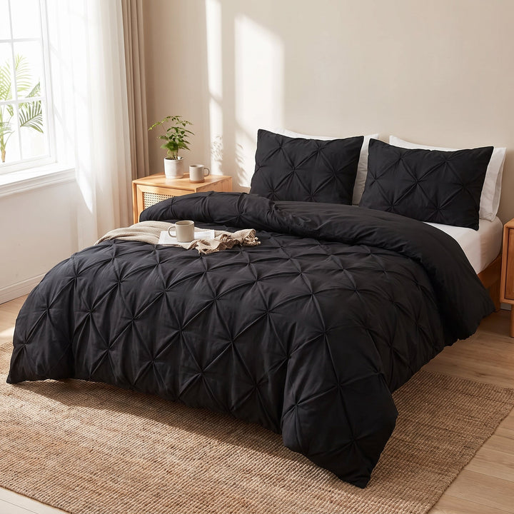 Pintuck Duvet Cover Set With Matching Pillow Shams