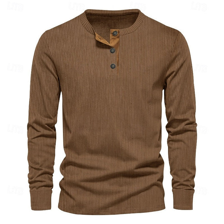 Elias | Ribbed Long Sleeve Henley Shirt